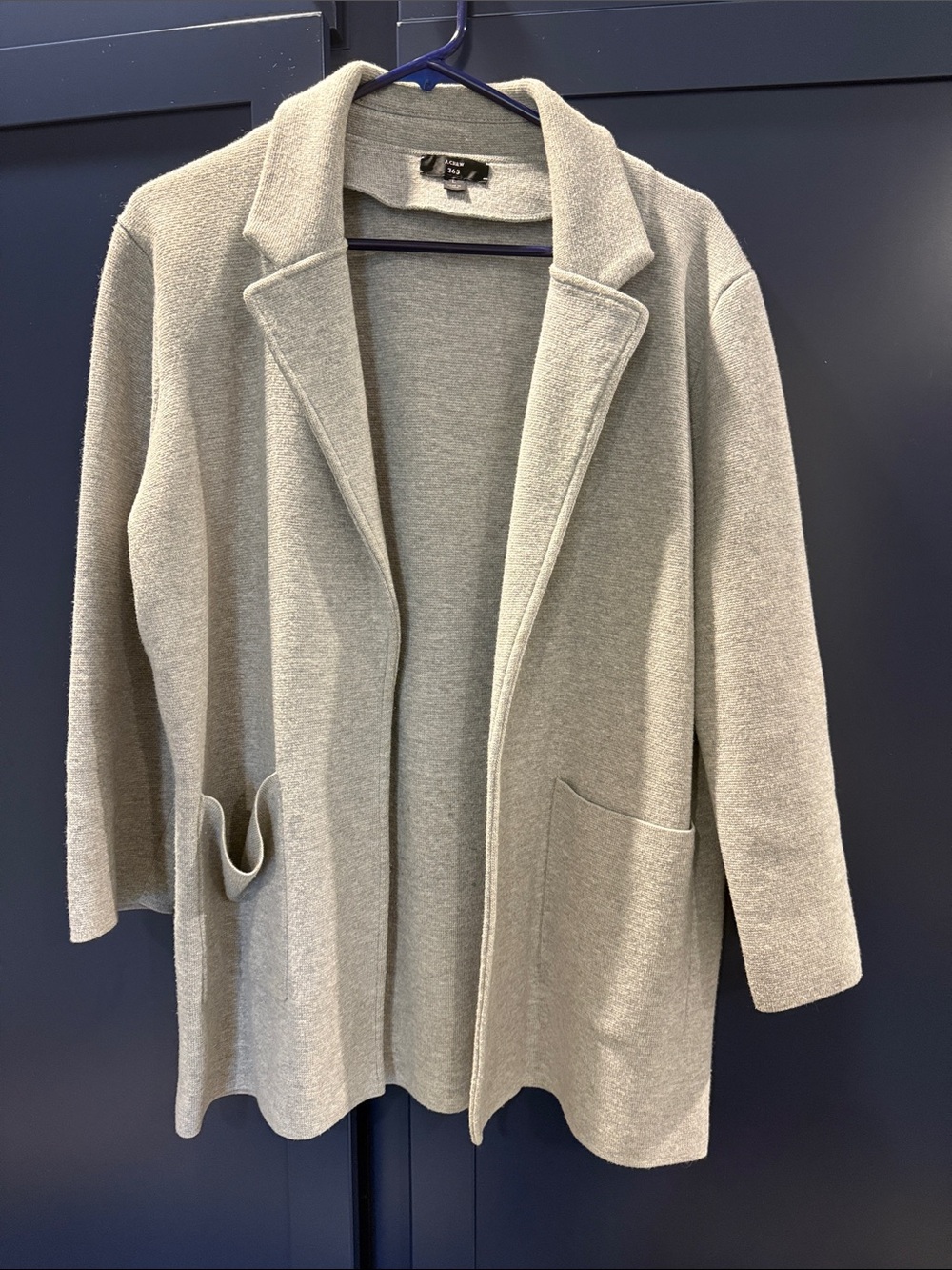 J. Crew Light Gray Open-Front Knit Blazer